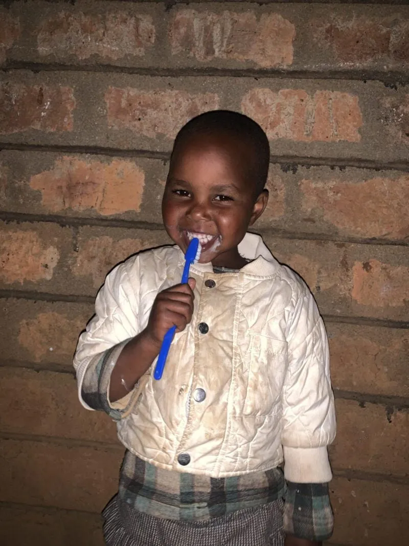 Children brushing their teeth before bed