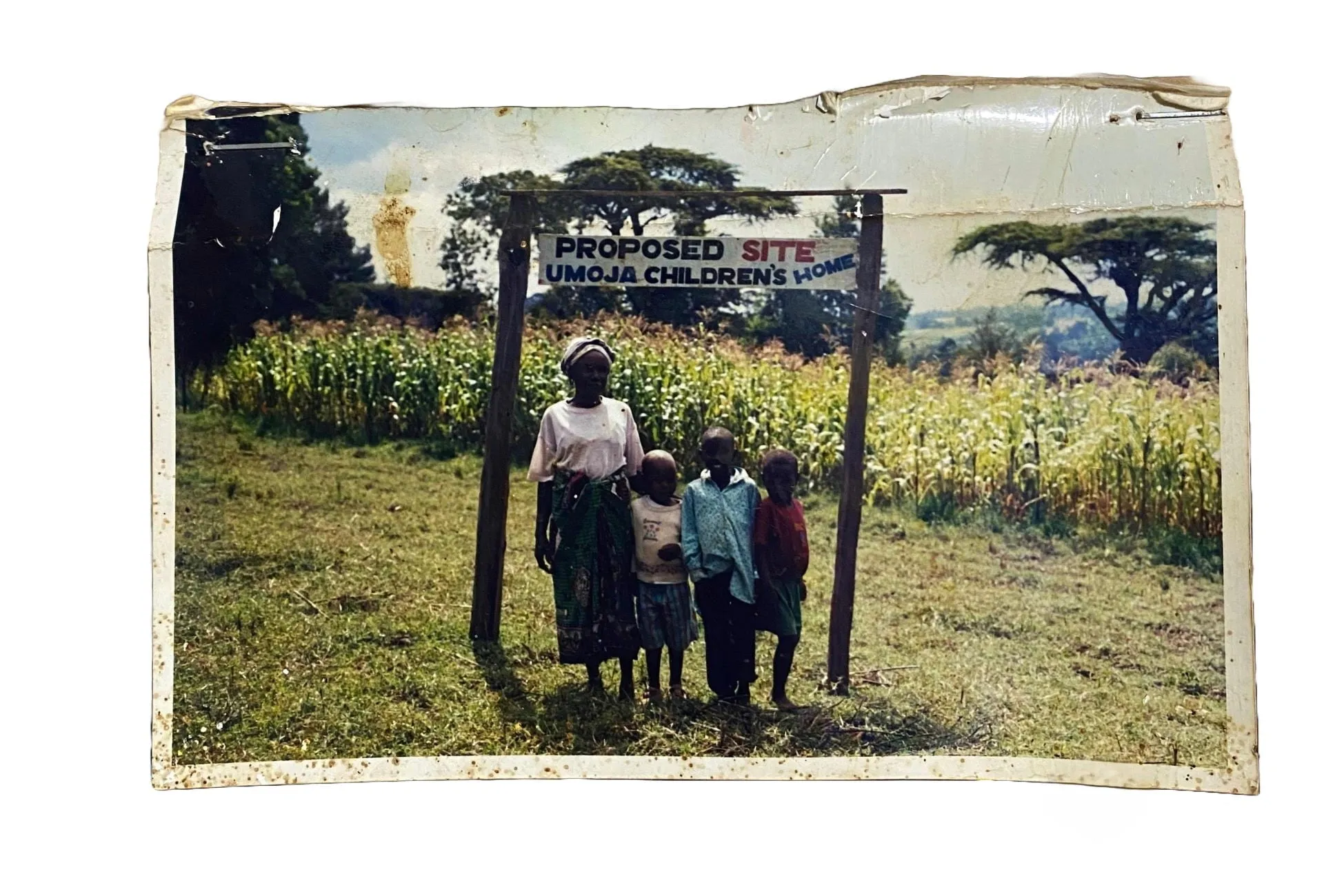 An old photograph of the proposed site of Umoja Children's Home